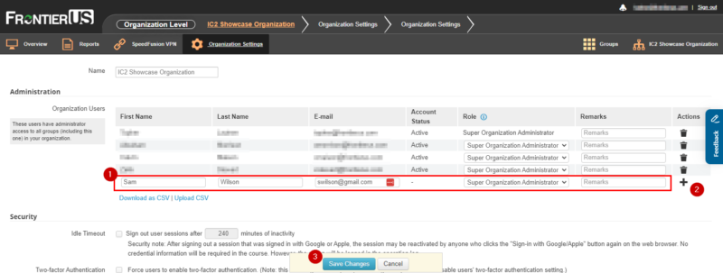 FrontierUS Peplink Adding an Organization User to IC2