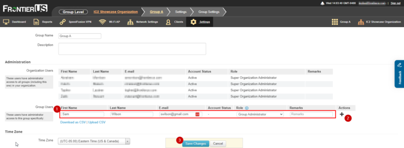 FrontierUS Peplink InControl 2 Adding a Group User to IC2