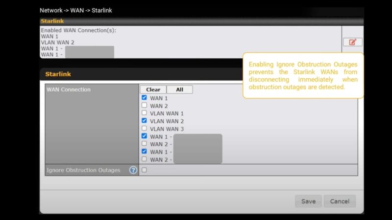 Peplink Firmware 8.5.0 Starlink Ignore Obstruction Outages